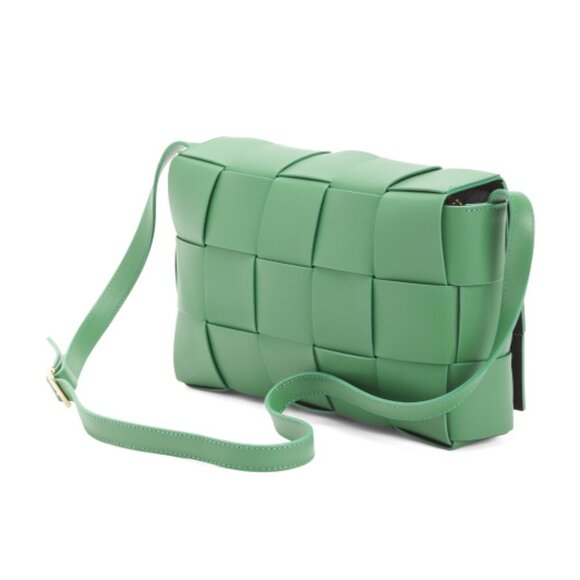 ISADORA Made In Italy Leather Large Woven Flap Over Crossbody - Picture 4 of 4